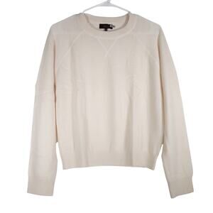 NWOT Quince Ivory Mongolian Cashmere Shrunken Knit Sweatshirt Medium 2254
